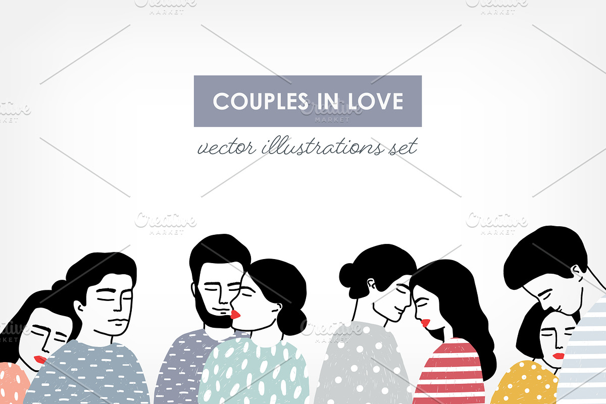 Set of couples in love in Illustrations - product preview 8