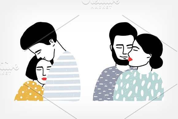 Set of couples in love in Illustrations - product preview 1