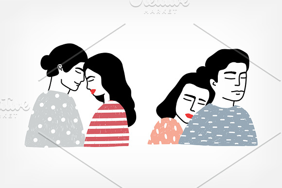 Set of couples in love in Illustrations - product preview 2