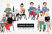 Set of couples on romantic date