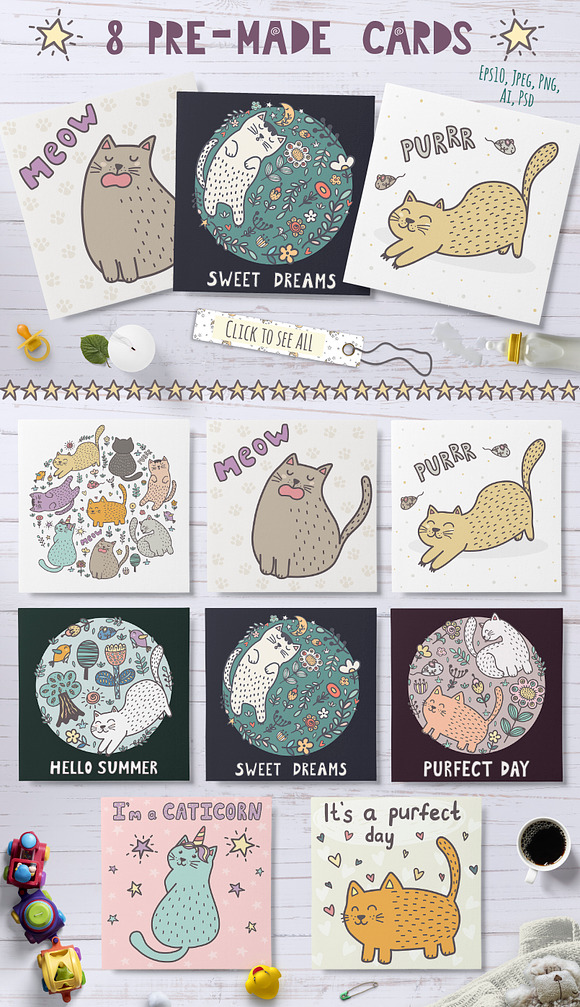 Cats in Paradise Collection in Illustrations - product preview 1