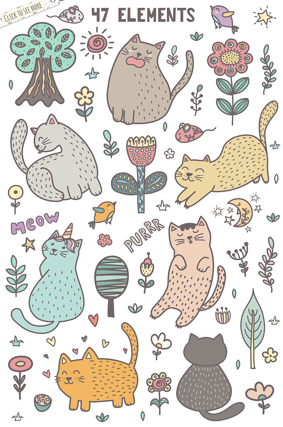 Cats in Paradise Collection in Illustrations - product preview 8