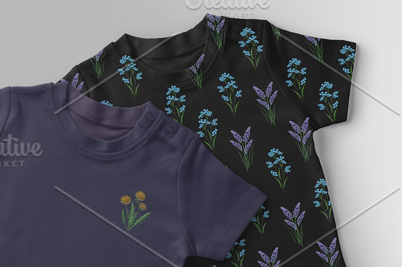Embroidered blooming wild flowers in Illustrations - product preview 5