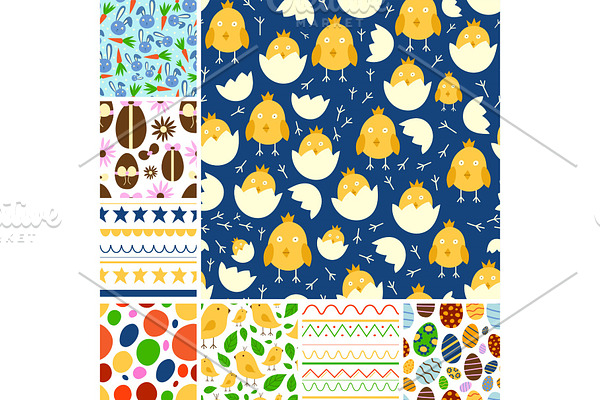 Easter seamless pattern background design vector holiday celebration party wallpaper greeting colorful egg fabric textile illustration.