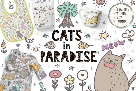 Cats in Paradise Collection in Illustrations - product preview 12
