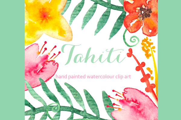Tahiti set Watercolor Clip Art