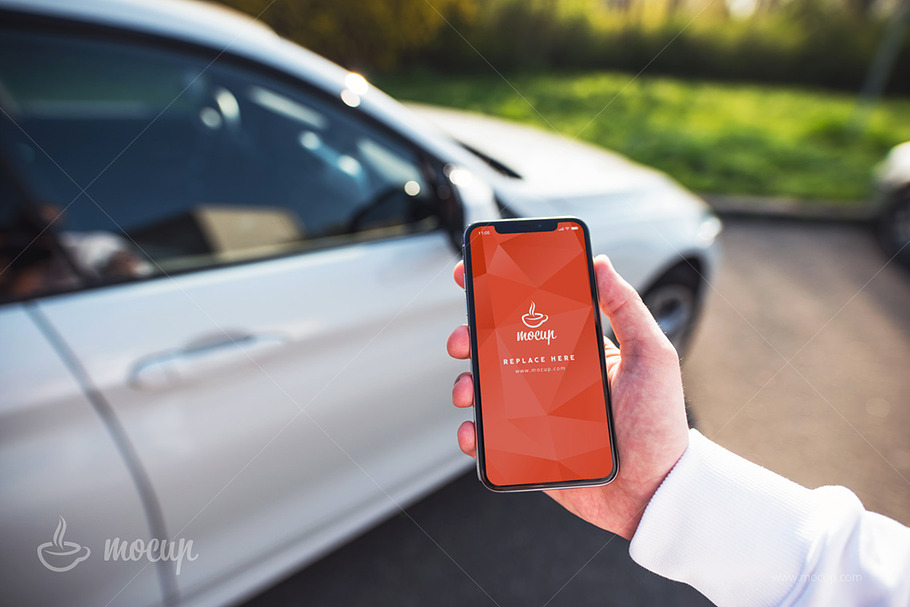 PSD Mockup iPhone X Car “C” in Mobile & Web Mockups - product preview 8