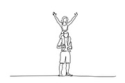 Man holding his girlfriend on shoulders