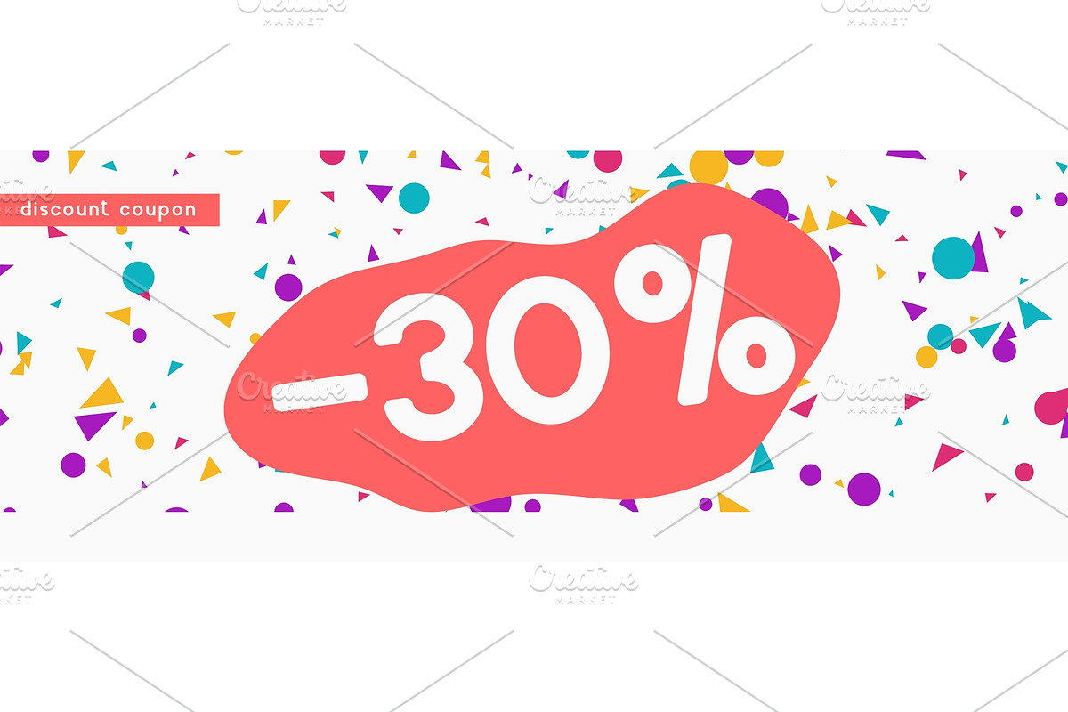 Discount voucher template design with colorful confetti tinsel. in Illustrations - product preview 8