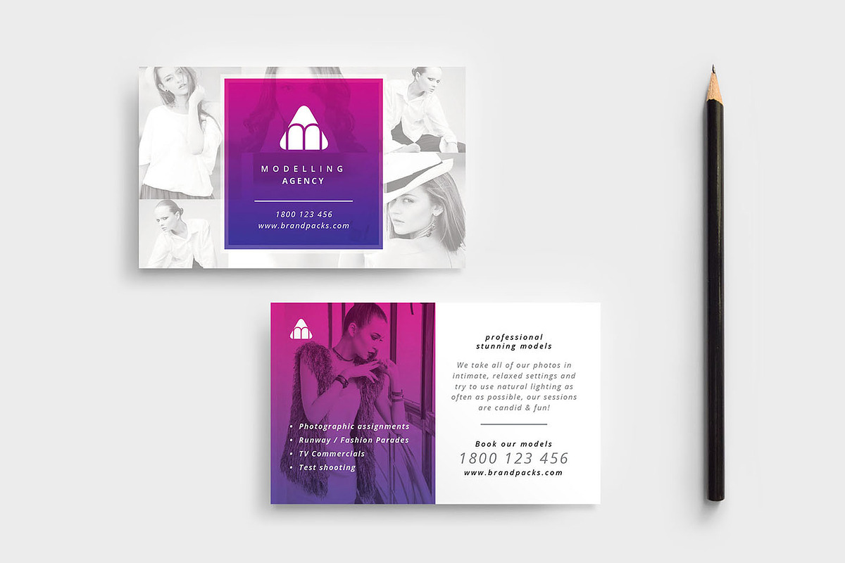 Modelling Agency Business Card in Business Card Templates - product preview 8