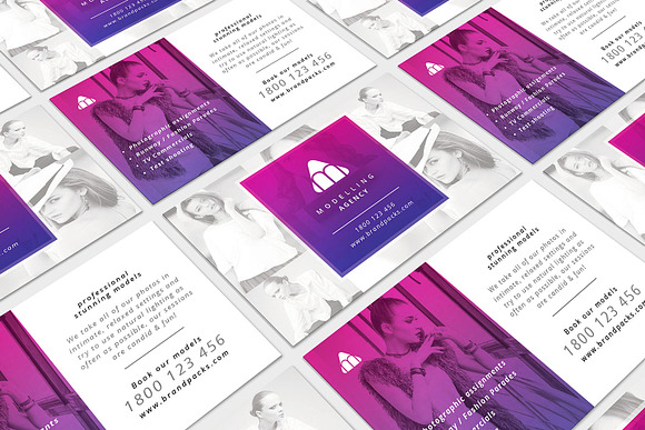 Modelling Agency Business Card in Business Card Templates - product preview 2