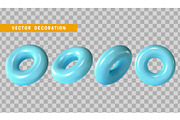 Design element in shape of 3d torus blue color.