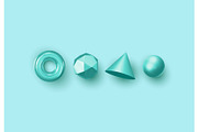 Set of 3d realistic elements isolated on colored background.