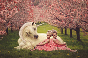 Unicorn in Cherry Blossom Field