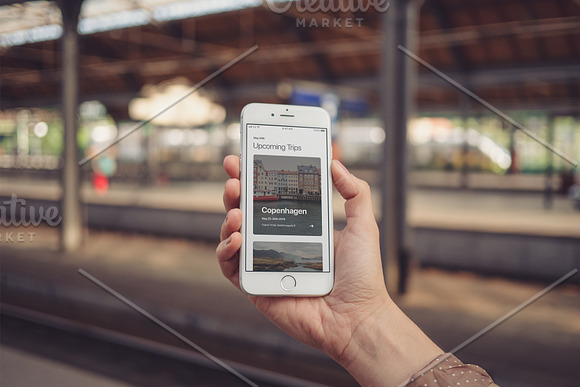 iPhone at the railway station in Mobile & Web Mockups - product preview 3