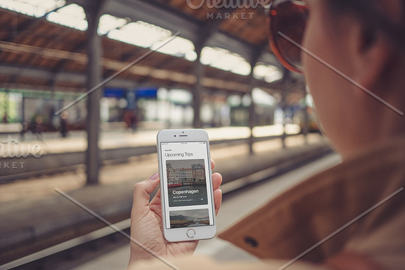 iPhone at the railway station in Mobile & Web Mockups - product preview 4