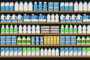 Shelfs Shelves with Products Set