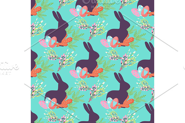 Easter seamless pattern background design vector holiday celebration party wallpaper greeting colorful egg fabric textile illustration.
