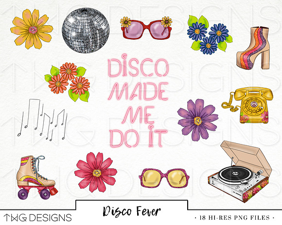 Retro Disco Fashion Girl Clip Art in Illustrations - product preview 1