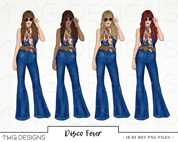 Retro Disco Fashion Girl Clip Art in Illustrations - product preview 2