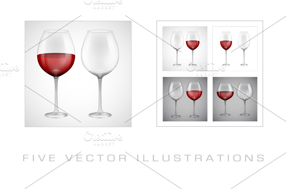Wineglasses with red wine in Product Mockups - product preview 8