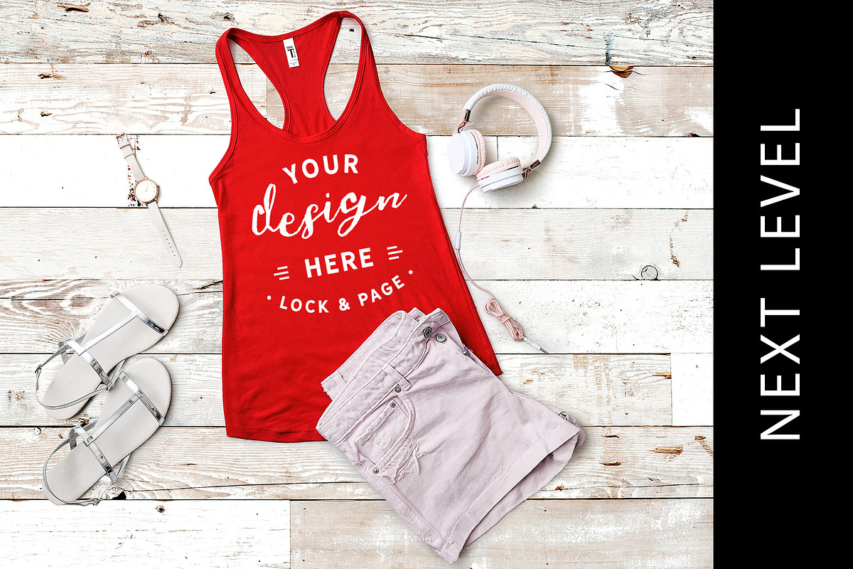 Next Level 1533 Red Tank Top Mockup in Product Mockups - product preview 8