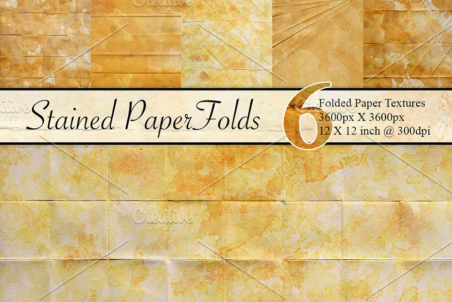 6 Stained & Folded Paper Textures in Textures - product preview 8