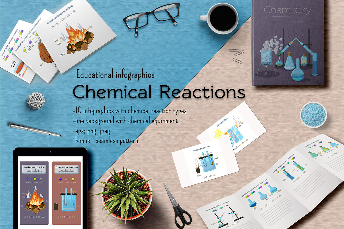 Chemical reactions infographics.  in Illustrations - product preview 8