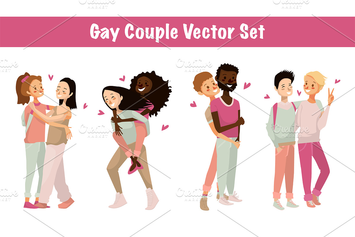 Gay people vector Valentine set in Illustrations - product preview 8