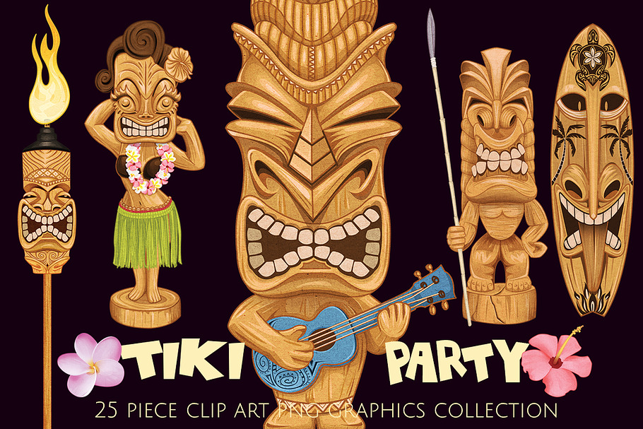 Tiki Totem Illustrations Elements