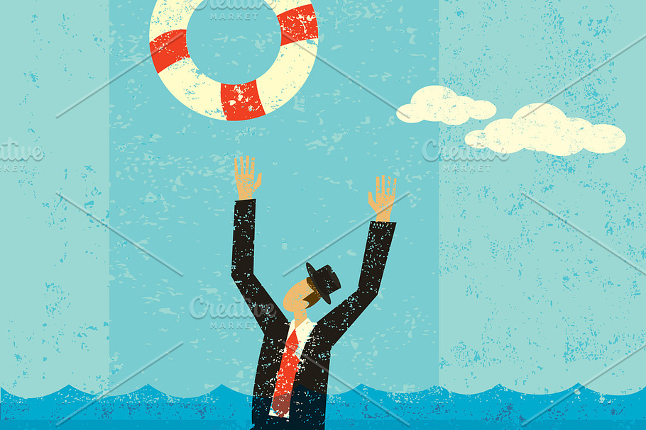 Drowning businessman being saved in Illustrations - product preview 8