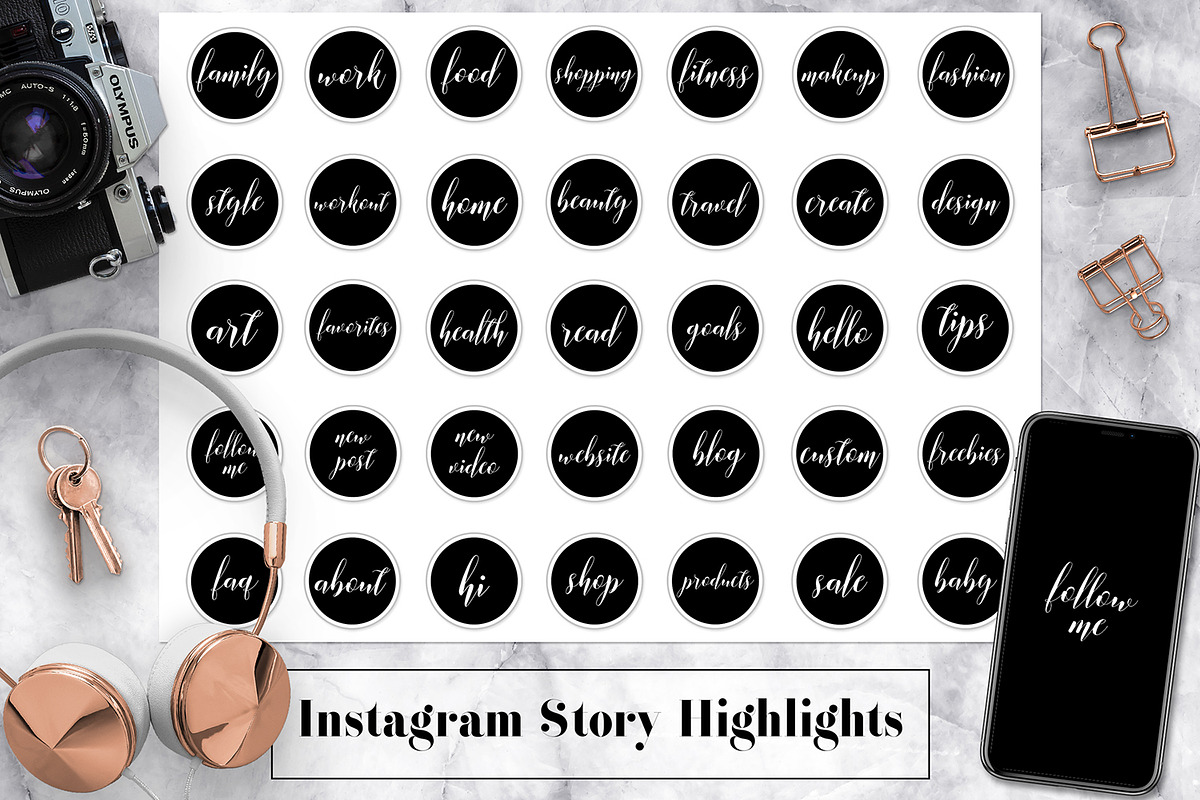B&W Instagram Story Highlights in Instagram Templates - product preview 8