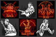 Rock vintage labels and illustratins