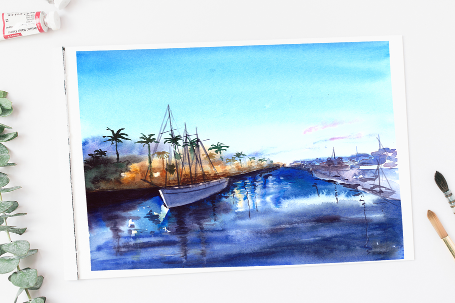 A Bay View Watercolor Print in Illustrations - product preview 8