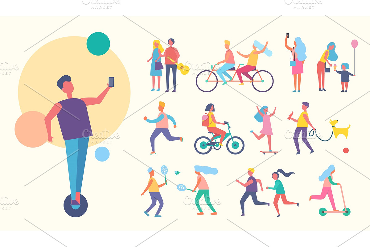 People Doing Sport Active Vector Illustration in Illustrations - product preview 8