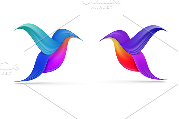 Hummingbird abstract symbols in Illustrations - product preview 1