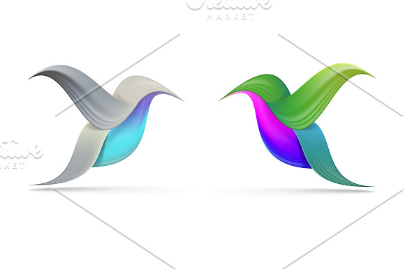 Hummingbird abstract symbols in Illustrations - product preview 2