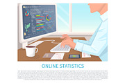 Online Statistics Colorful Vector Illustration