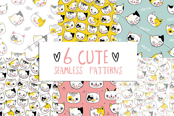 Set of funny cats stickers in Illustrations - product preview 4