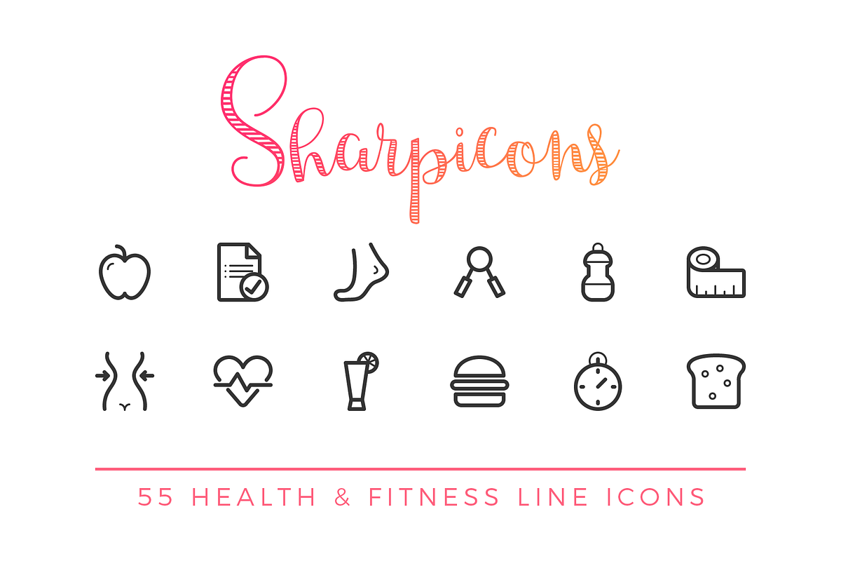 Health & Fitness Line Icons in Health Icons - product preview 8