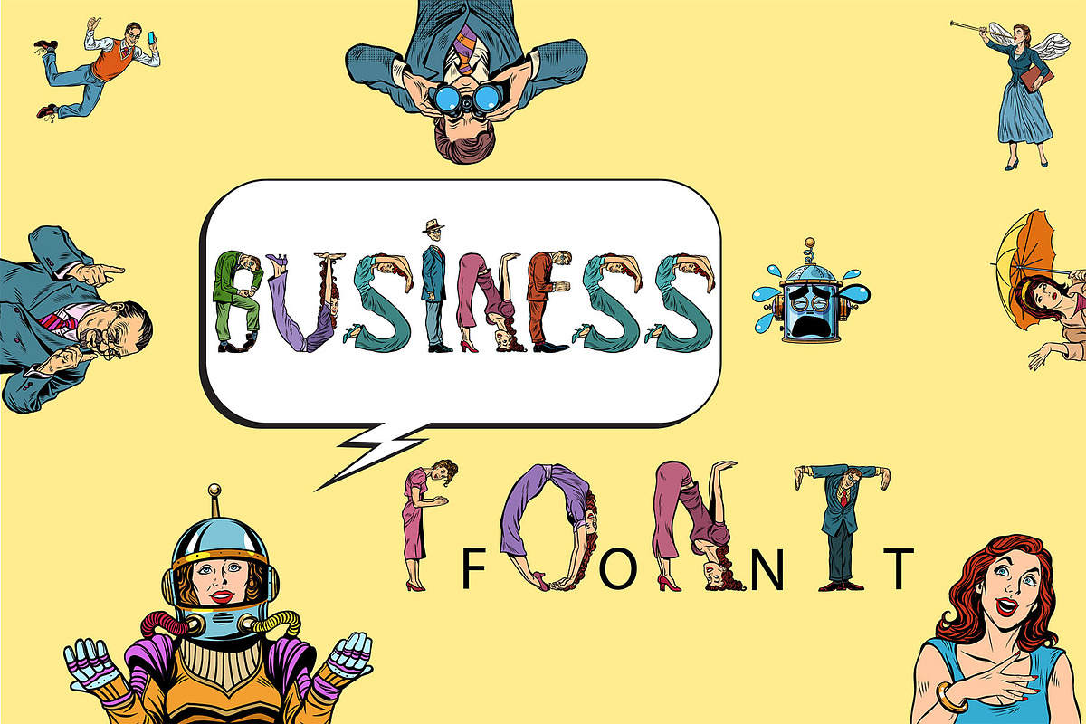 Business font vector pop art in Symbol Fonts - product preview 8