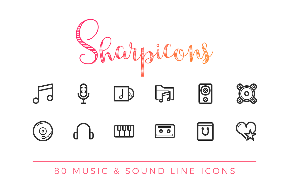 Music & Sound Line Icons in Graphics - product preview 8