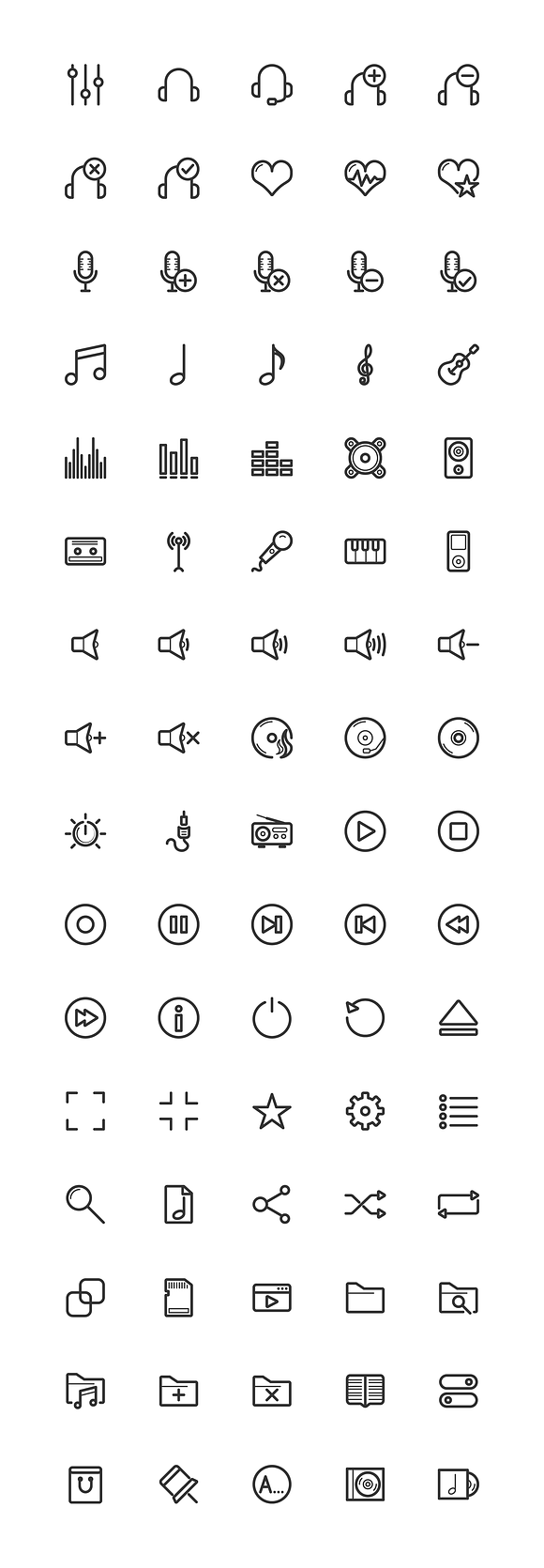 Music & Sound Line Icons in Graphics - product preview 5