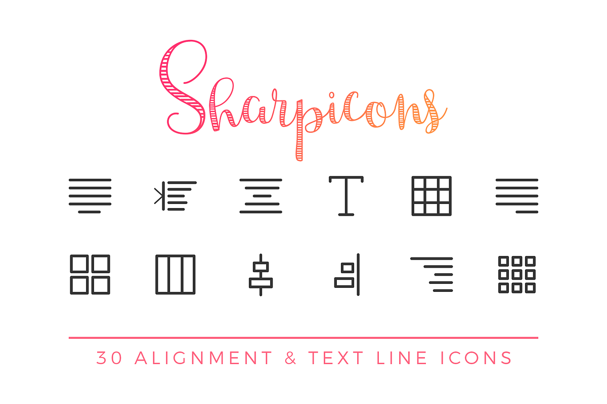 Alignment & Text Line Icons in Graphics - product preview 8