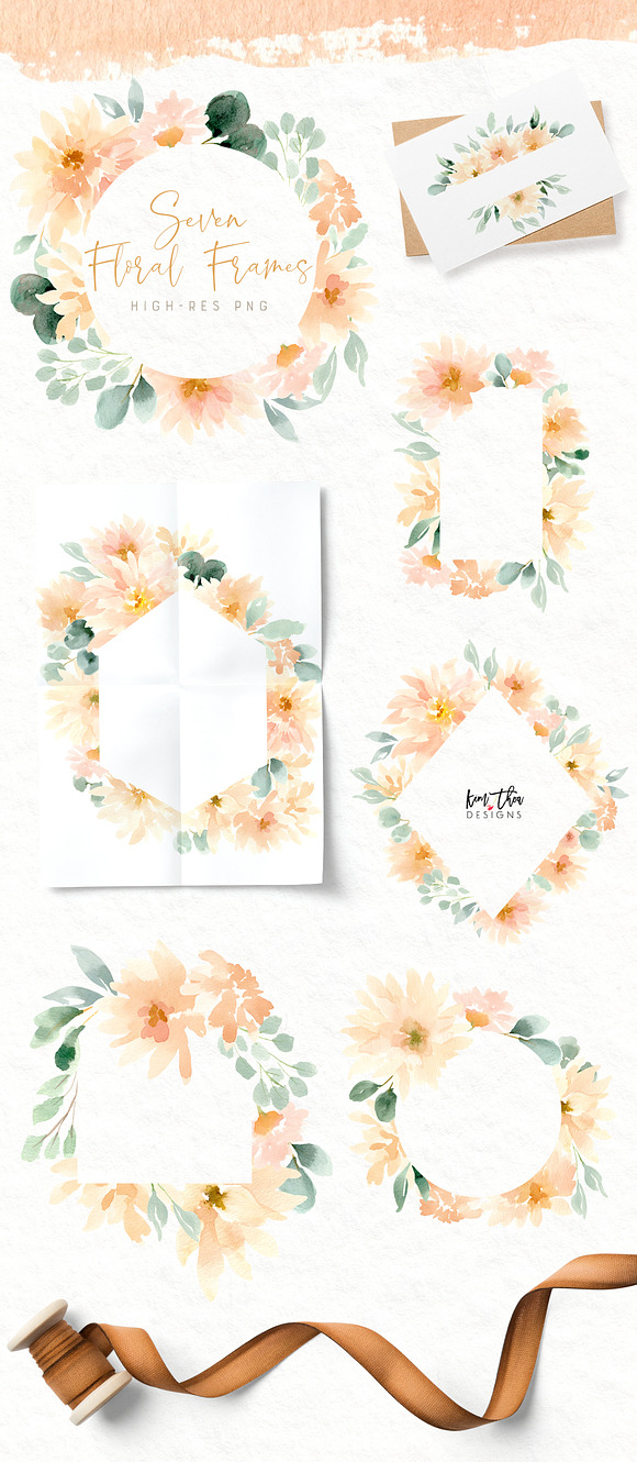 Peach and Cream Dahlias in Illustrations - product preview 6