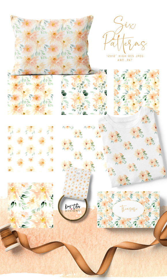 Peach and Cream Dahlias in Illustrations - product preview 8