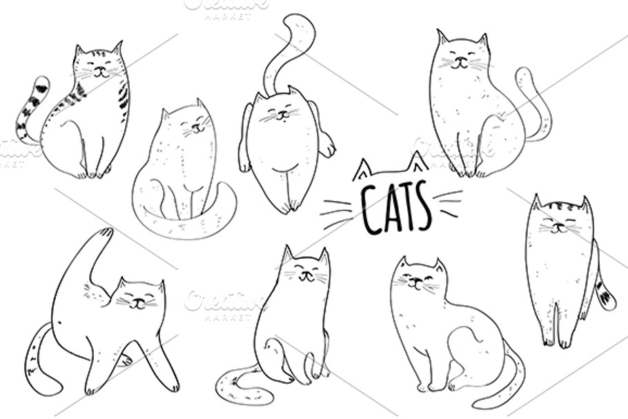 Cats. Vector set in Illustrations - product preview 8