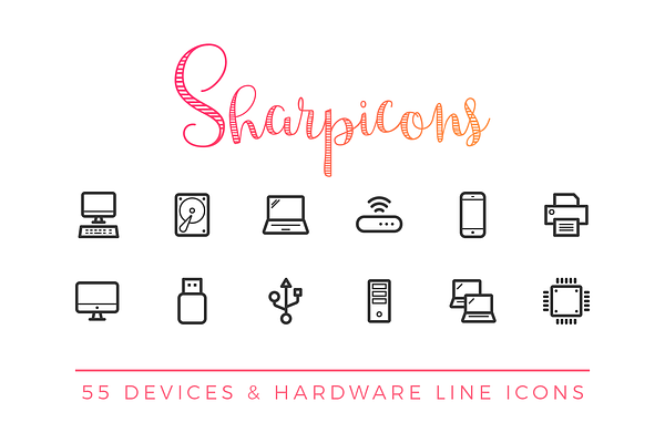 Devices & Hardware Line Icons