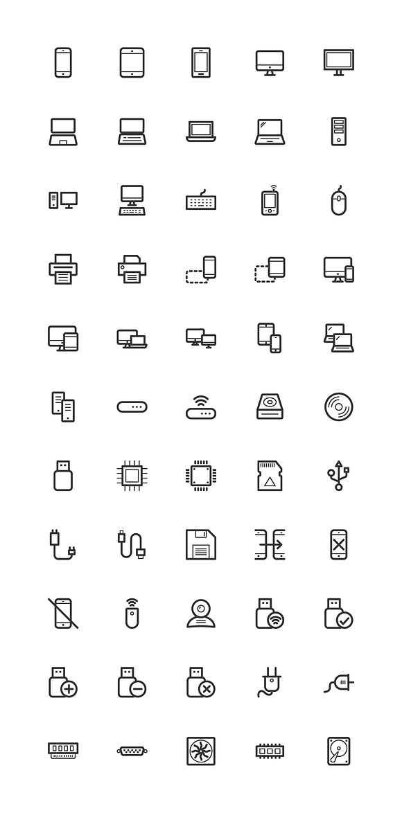 Devices & Hardware Line Icons in Graphics - product preview 5