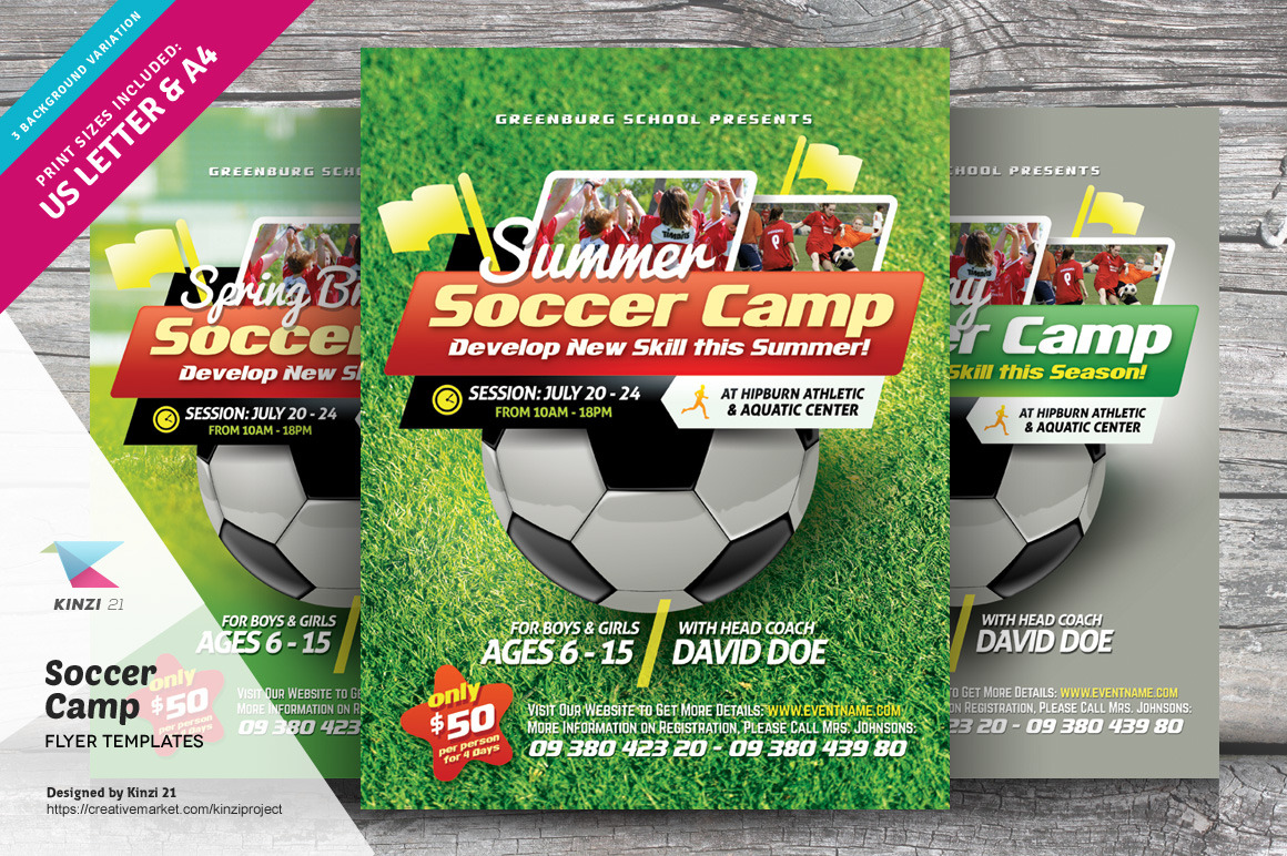 Soccer Camp Flyer Templates  Creative Daddy In Football Camp Flyer Template